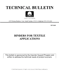 Binders for Textile Applications