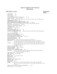 Index to Academy Oral Histories Marc Davis
