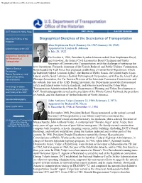 Biographical Sketches of the Secretaries of Transportation