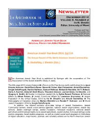 Newsletter December 2014 Volume 6, Number 2 Ira M