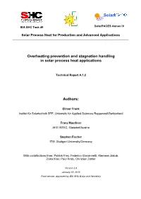 Overheating Prevention and Stagnation Handling in Solar Process Heat Applications