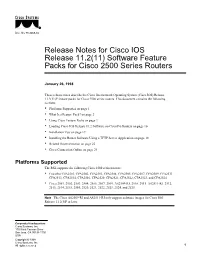 Release Notes for Cisco IOS Release 11.2(11) Software Feature Packs for Cisco 2500 Series Routers