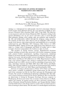 Records of Anting in Washington and Oregon