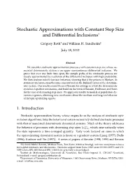 Stochastic Approximations with Constant Step Size and Differential Inclusions