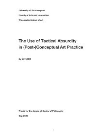 The Use of Tactical Absurdity in (Post-)Conceptual Art Practice