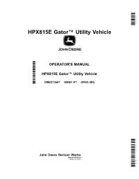 Utility Vehicle OPERATOR's MANUAL HPX815E Gator