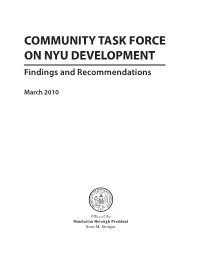COMMUNITY TASK FORCE on NYU DEVELOPMENT Findings and Recommendations