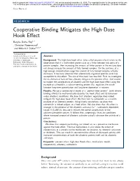 Cooperative Binding Mitigates the High-Dose Hook Effect