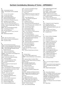 Durham Constabulary Glossary of Terms – APPENDIX E