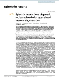 Epistatic Interactions of Genetic Loci Associated with Age-Related