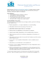 Flatwater Kayak Safety and Rescue (Sample Skills Course)