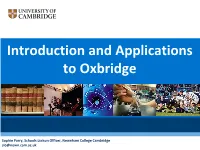 Introduction and Applications to Oxbridge