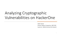 Analyzing Cryptographic Vulnerabilities on Hackerone