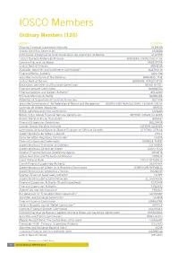 IOSCO Members Ordinary Members (126)