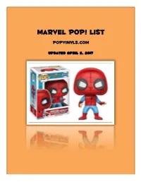 Marvel Pop! List Popvinyls.Com