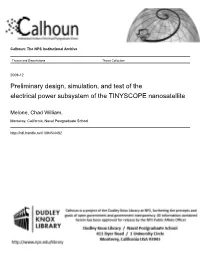 Preliminary Design, Simulation, and Test of the Electrical Power Subsystem of the TINYSCOPE Nanosatellite