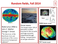 Random Fields, Fall 2014 1