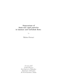 Suspensions of Finite-Size Rigid Particles in Laminar and Turbulent
