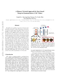 A Memory Network Approach for Story-Based Temporal Summarization of 360◦ Videos