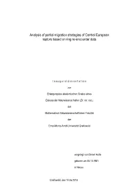 Analysis of Partial Migration Strategies of Central European Raptors Based on Ring Re-Encounter Data