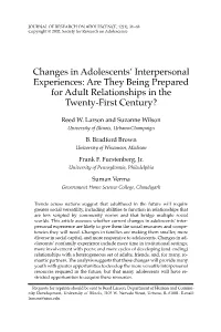 Changes in Adolescents' Interpersonal