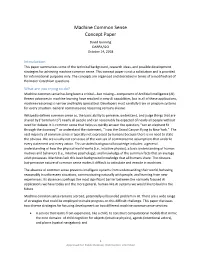 Machine Common Sense Concept Paper David Gunning DARPA/I2O October 14, 2018