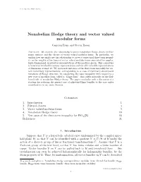 Nonabelian Hodge Theory and Vector Valued Modular Forms