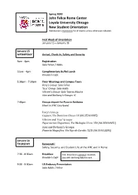 John Felice Rome Center Loyola University Chicago New Student Orientation Attendance Is Mandatory for All Events Unless Otherwise Indicated