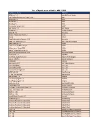 List of Application Added in ARL #2613