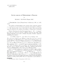 On the Converse of Wolstenholme's Theorem