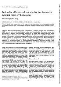 Pericardial Effusion Andmitral Valve Involvement in Systemic Lupus
