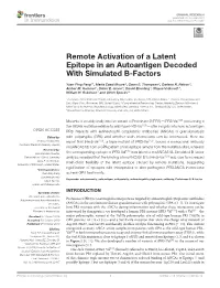 Remote Activation of a Latent Epitope in an Autoantigen Decoded with Simulated B-Factors