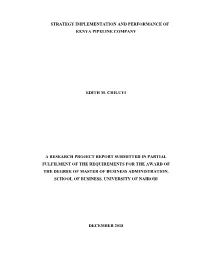 Strategy Implementation and Performance of Kenya Pipeline Company