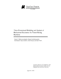 Three-Dimensional Modeling and Analysis of Mechanized Excavation for Tunnel Boring Machines