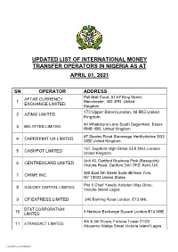 Updated List of International Money Transfer Operators in Nigeria As At