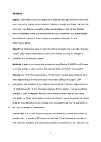 ABSTRACT: Setting: DNA Methylation Is an Epigenetic Mechanism