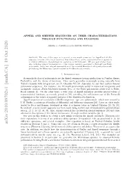 Appell and Sheffer Sequences: on Their Characterizations Through