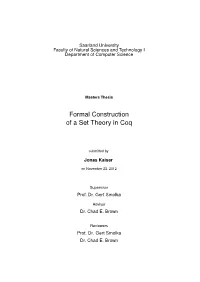Formal Construction of a Set Theory in Coq