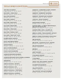 Haywire Whiskey Menu
