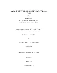 Japanese Irregular Workers in Protest: Freeters, Precarity and the Re-Articulation of Class