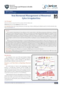 Non Hormonal Management of Menstrual Cylce Irregularities
