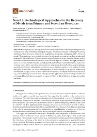 Novel Biotechnological Approaches for the Recovery of Metals from Primary and Secondary Resources
