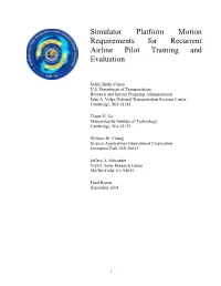Simulator Platform Motion Requirements for Recurrent Airline Pilot Training and Evaluation