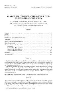 An Annotated Checklist of the Vascular Flora of Guinea-Bissau (West Africa)
