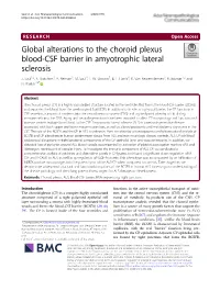 Global Alterations to the Choroid Plexus Blood-CSF Barrier in Amyotrophic Lateral Sclerosis J