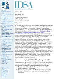 IDSA Letter to WHO on Prioritizing Antimicrobial Resistant Pathogens