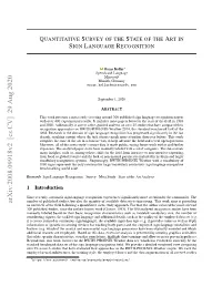 Quantitative Survey of the State of the Art in Sign Language Recognition