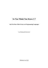 So You Think You Know C? [Pdf]