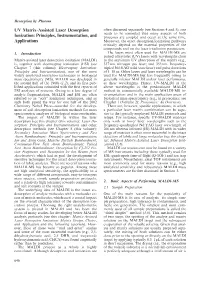 UV Matrix-Assisted Laser Desorption Ionization: Principles, Instrumentation, and Applications Often Used to Promote the Drying Process