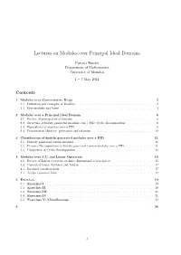 Lectures on Modules Over Principal Ideal Domains